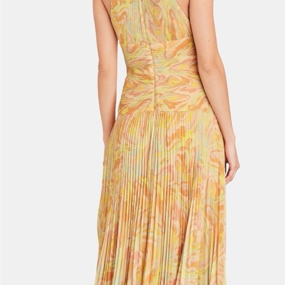 Aiifos Yellow Halter Ruched Pleated Dress for Weddings SZ XS - Picture 2 of 8